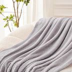 Exclusivo Mezcla Soft Waffle Fleece Bed Blanket King Size, Light Gray | - Image 4