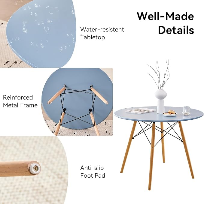 5-Piece Round Dining Table Set, Small 35.5" Kitchen Table Chairs Set of 4 Space - Image 4