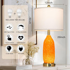 Rinweey 26" Modern Orange Glass Table Lamp Set of 2, Bedside Lamps - Image 2