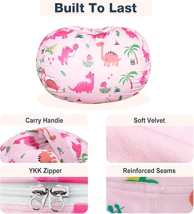 Lukeight Stuffed Animals Storage Bean Bag Chair Cover - Image 5