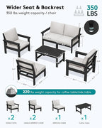 SERWALL HDPE Patio Conversation Set, 6-piece Sectional Outdoor Furniture Set - Image 2