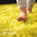 Amdrebio Yellow Round Plush Shag Area Rug 4Ft - Image 4