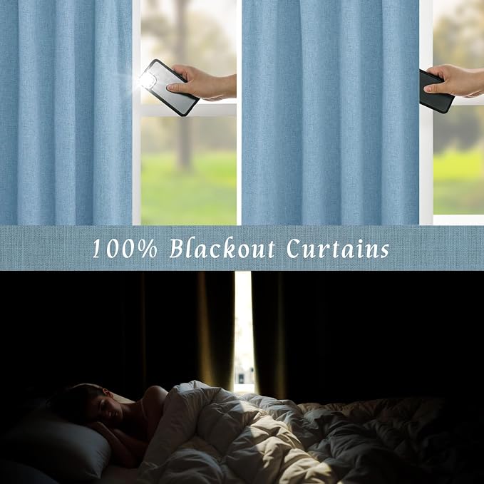 72 Inch 100% Blackout Linen Curtains - Image 3