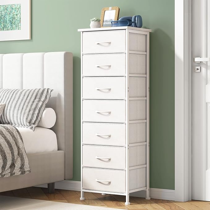 Fixwal Tall Narrow White Dresser by Fixwal