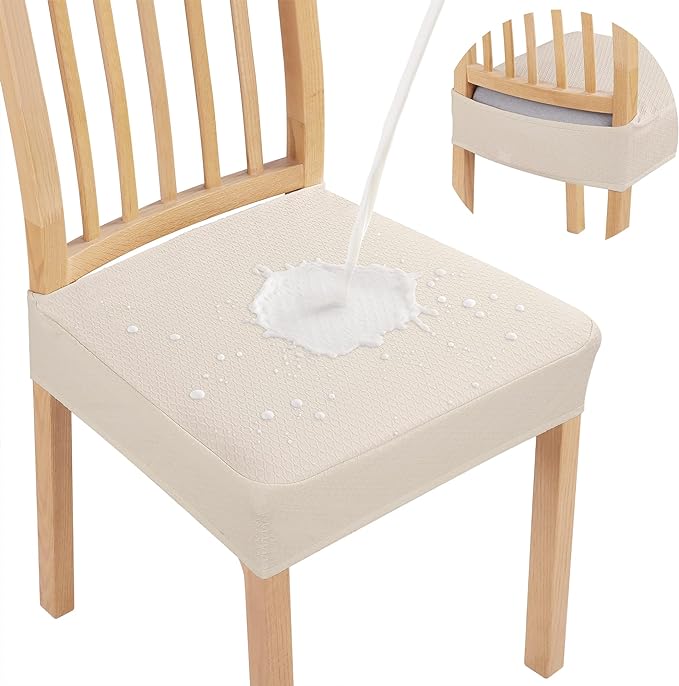 Smiry Waterproof Seat Covers for Dining Room Chairs Set of 10, Stretch Jacquard by Smiry