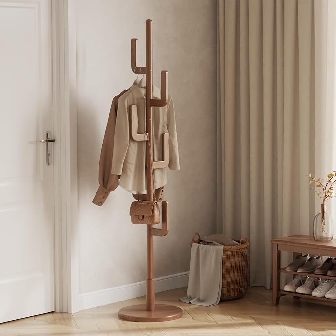 Muwuele Solid Wood Cactus Coat Rack, Freestanding Coat Rack - Image 9