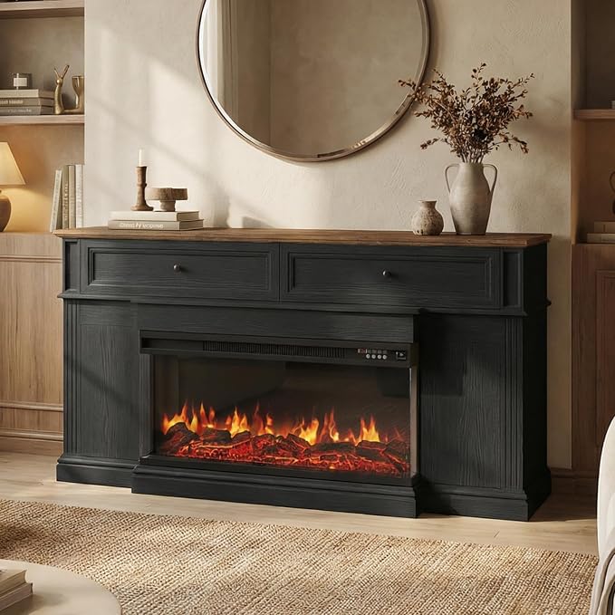 63" Farmhouse TV Stand with Fireplace - Image 7