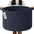 65L Large Blanket Basket, Woven Rope Laundry Basket Hamper by HZFTJOY
