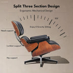 Black PU Leather, Mid Century Chaise Lounge Chair and Ottoman, Leather Accent - Image 7