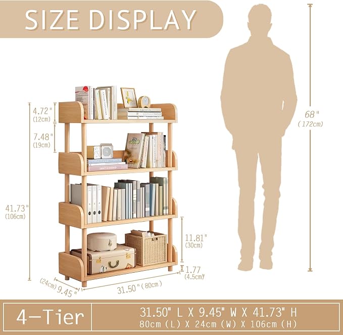OSCHF 4-Tier Wooden Open Bookcase - Image 2