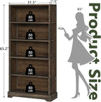 TVU 5-Tier Solid Wood Book Shelf, Floor Standing Bookcase, Farmhouse Style Book - Image 3