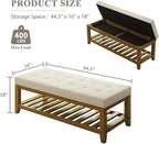 Befurtori Large Rectangular Upholstered Ottoman Bench, Linen Tufted Footrest - Image 2