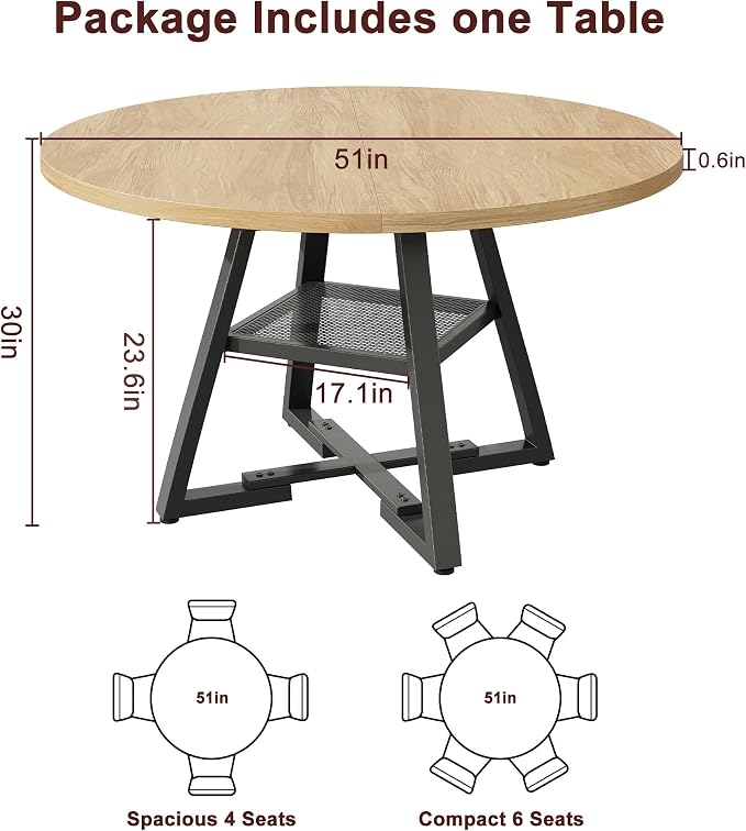 Jocoevol 51'' Round Dining Table - Image 2