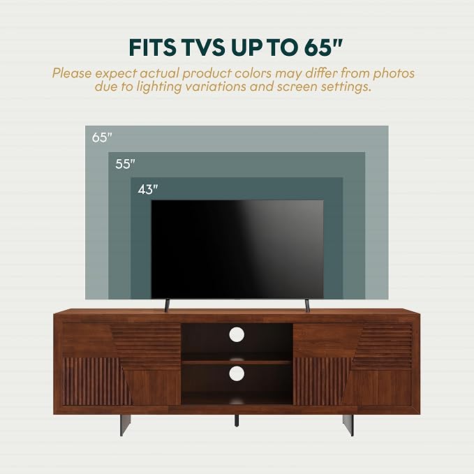Trapeze TV Stand for Living Room – Wooden Media Console - Image 4