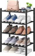 viewcare Black Small Shoe Rack for Entryway, 4-Tier Bamboo Shoe Organizer for by VIEWCARE