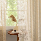 YJ YANJUN Vintage Lace Curtains 45 Inch Length- Cute Floral Cafe Curtains - Image 3