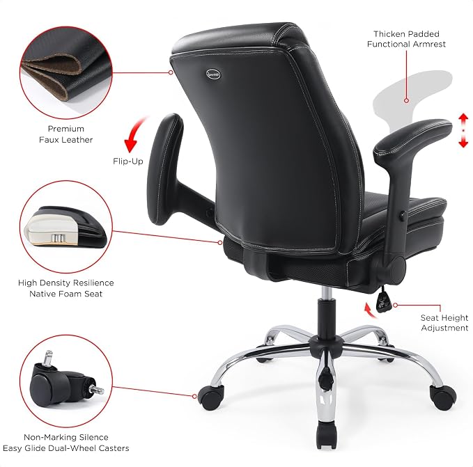 Ergonomic Heavy Duty Mid-Back Padded Bonded Leather Padded - Image 7