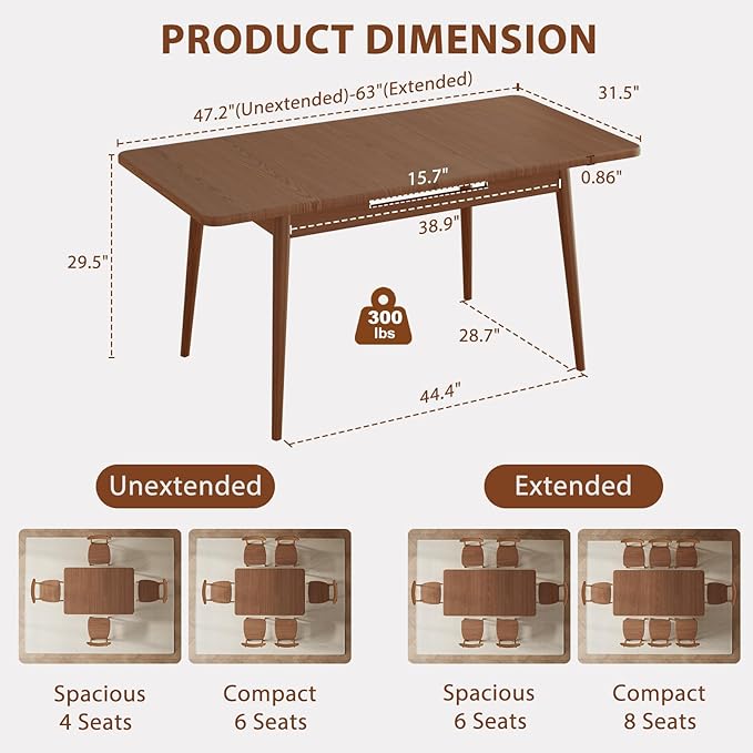 Muwuele Solid Wood Extendable Dining Table - Image 6