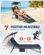 KingCamp Lounge Chair with face Hole & Canopy Shade, 400LBS Folding Portable - Image 6