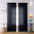 Black Sheer Curtains 84 Inches Long 2 Panels, Solid Voile Light Filtering Airy by Lecloud