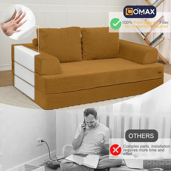 COMAX Futon Sofa Bed, Convertible Folding Sofa Bed, Boneless Couch Loveseat - Image 4