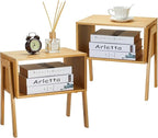 Pipishell Nightstands Set of 2, Bamboo Stackable Bedside Table, Night Stands by Pipishell