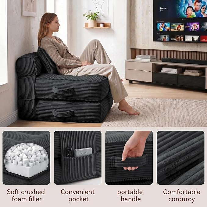 Folding Sofa Bed, Convertible Sleeper Chair - Image 4