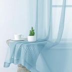 Sky Blue Sheer Curtains 90 Inches Long 2 Panels, Light Filtering Voile Solid - Image 4