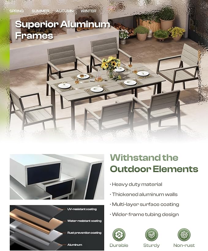 Outdoor Dining Set for 4, Patio Table and Chairs Set - Image 4