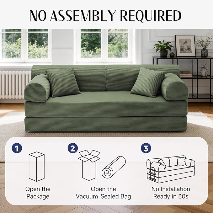 79'' Convertible Sofa Bed, 6 in 1 Folding Floor Futon Couch Sleeper - Image 6