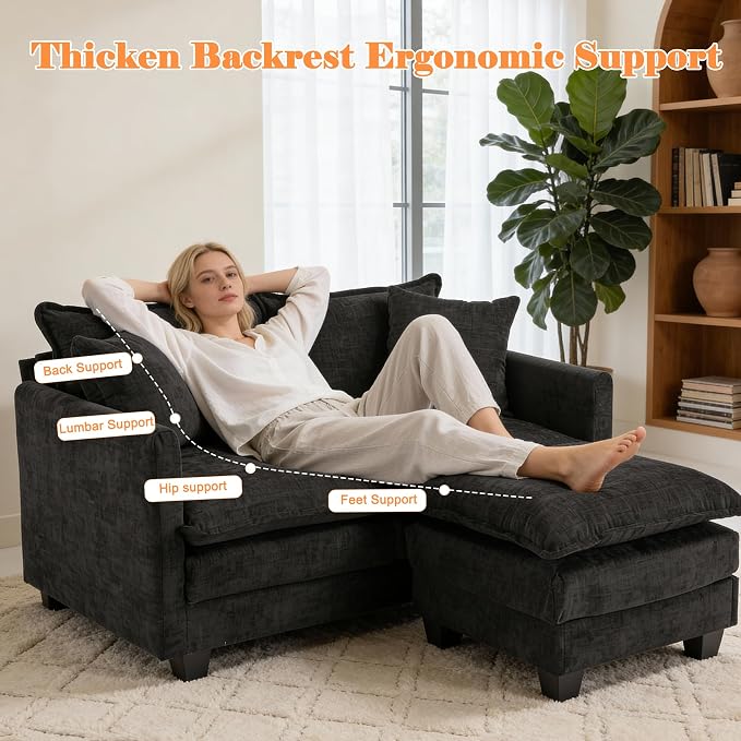 Loveseat Sofa with Ottoman - Image 4