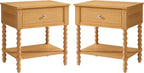 AMERLIFE 24" Wood Nightstand Set of 2, Vintage Bedside Table - Image 9