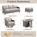 Patio Furniture Set with 42.5" Fire Pit Table-6 Pieces All Weather Wicker - Image 8