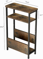 THUMEYE 7.1" Narrow Side Table for Small Spaces, 3 Tier Small End Table - Image 3