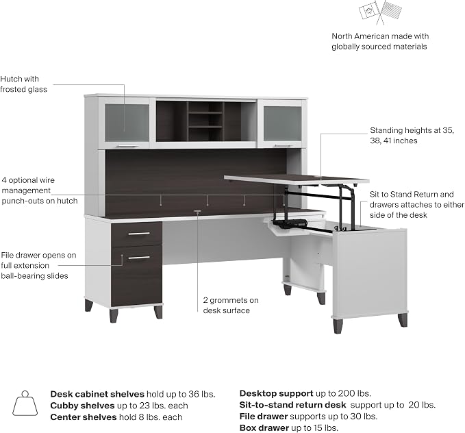 Bush Home 72-Inch L-Shaped Sit to Stand Desk - Image 8