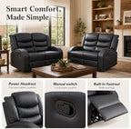 Recliner Sofa Set, 2 Piece Living Room Furniture Set, Leather Recliner Sofa - Image 5