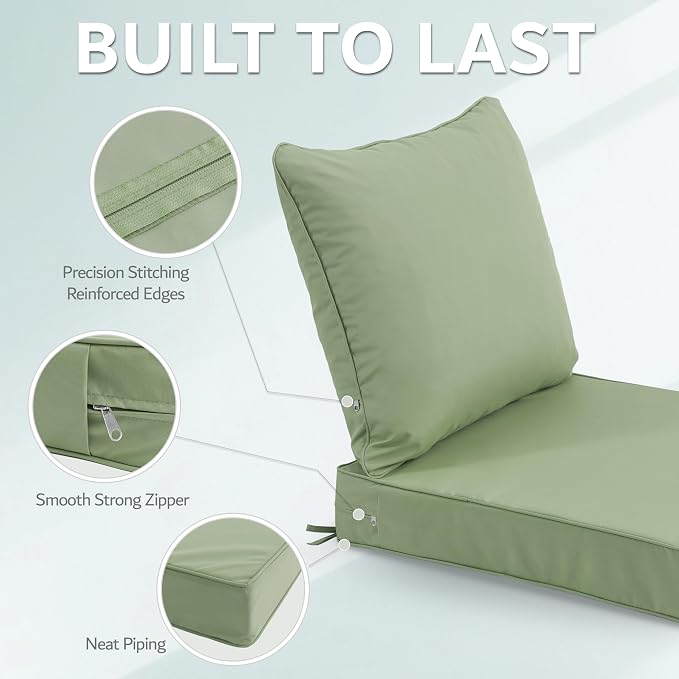 22x22 Inch Patio Chair Cushions Set of 2, Outdoor Furniture Cushions - Image 6