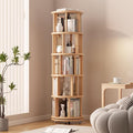 Muwuele Solid Wood Rotating Bookshelf on Wheels, 5 Tier, Round Revolving by Muwuele