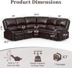 Yolsali Home Theater Seating Reclining Sectional Sofa, 5 Seats Soft Leather - Image 2