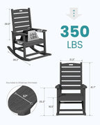 SERWALL Outdoor Rocking Chair, Oversized Rocking Chair - Image 3
