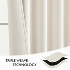 MIULEE Ivory Back Tab Blackout Curtains 52x108 Inch Long 2 Panels Set | Rod - Image 7