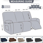 ANARACHON Leather Look Recliner Couch Cover, 8-Pieces Stretch Recliner Sofa - Image 3