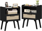 Lerliuo Rattan Nightstands Set of 2, Bedside Table by Lerliuo