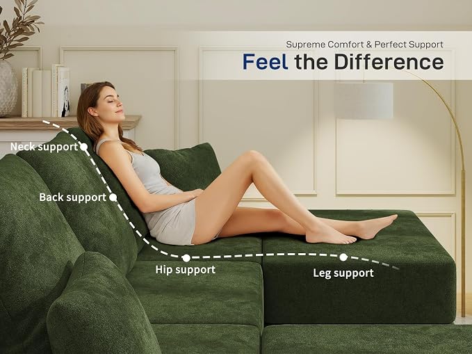 Living&Giving 101" U-Shaped Cloud Sectional Couch - Image 4