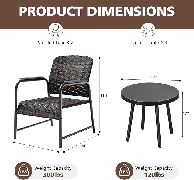 Jing's Villa 3-Piece Outdoor Bistro Set - Image 3
