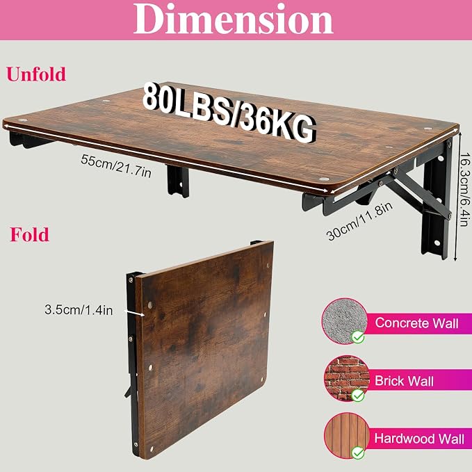 Wooden Folding Shelf Wall Mounted - Image 3