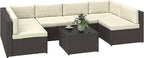Outsunny 7 Piece Patio Furniture Set, Wicker Outdoor Sectional Sofa Set by Outsunny