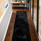 ORINOVA Fluffy Black Fuzzy Faux Rabbit Washable Shaggy Fur Rug - Image 3