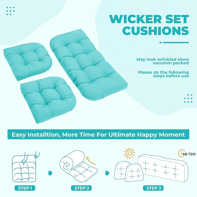 DANGHOOGY Wicker Chair Cushions, Waterproof Outdoor Loveseat Cushions - Image 6