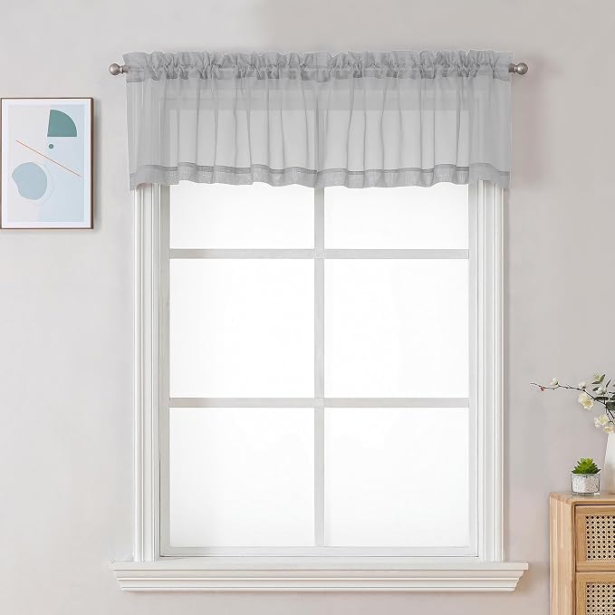 Chyhomenyc Light Grey Sheer Valance by Chyhomenyc